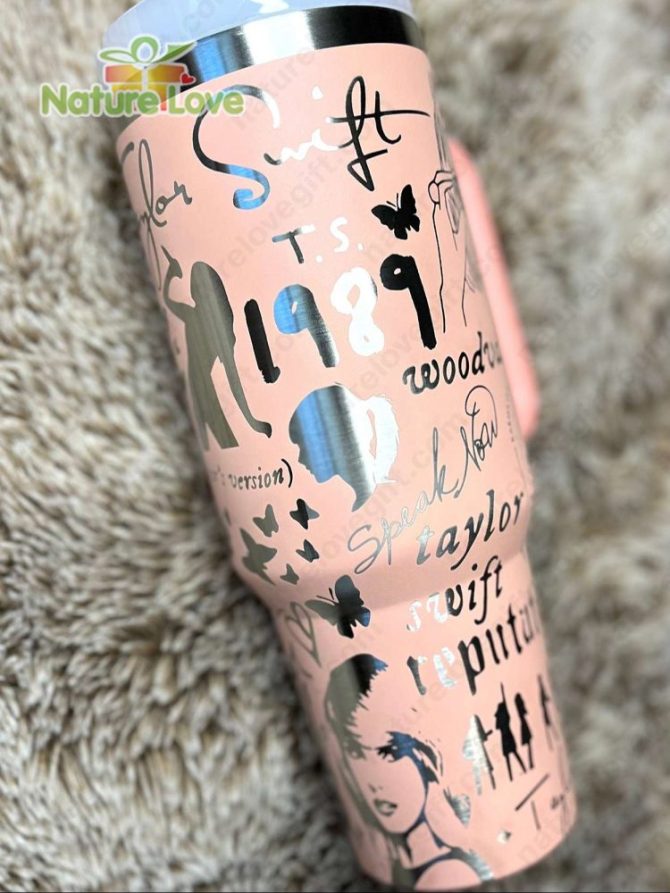 Album Engraved Taylor Swift Music Custom Stanley Quencher 40Oz Stainless Steel Tumbler With Handle - Image 2