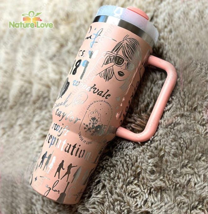 Album Engraved Taylor Swift Music Custom Stanley Quencher 40Oz Stainless Steel Tumbler With Handle - Image 4
