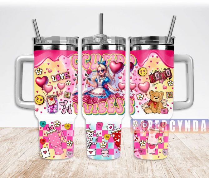 Alice In Wonderland Custom Stanley Quencher 40Oz Stainless Steel Tumbler With Handle