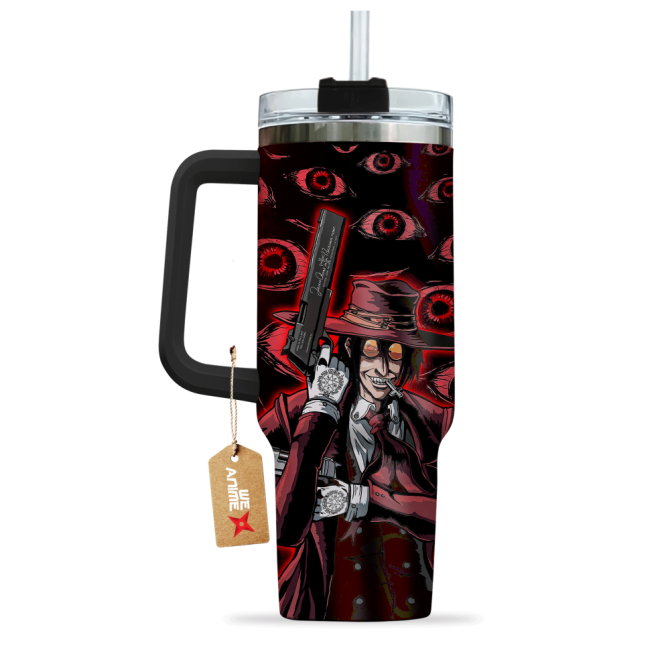 Alucard Hellsing Anime Custom Stanley Quencher 40Oz Stainless Steel Tumbler With Handle - Image 4