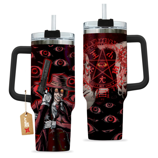 Alucard Hellsing Anime Custom Stanley Quencher 40Oz Stainless Steel Tumbler With Handle - Image 2