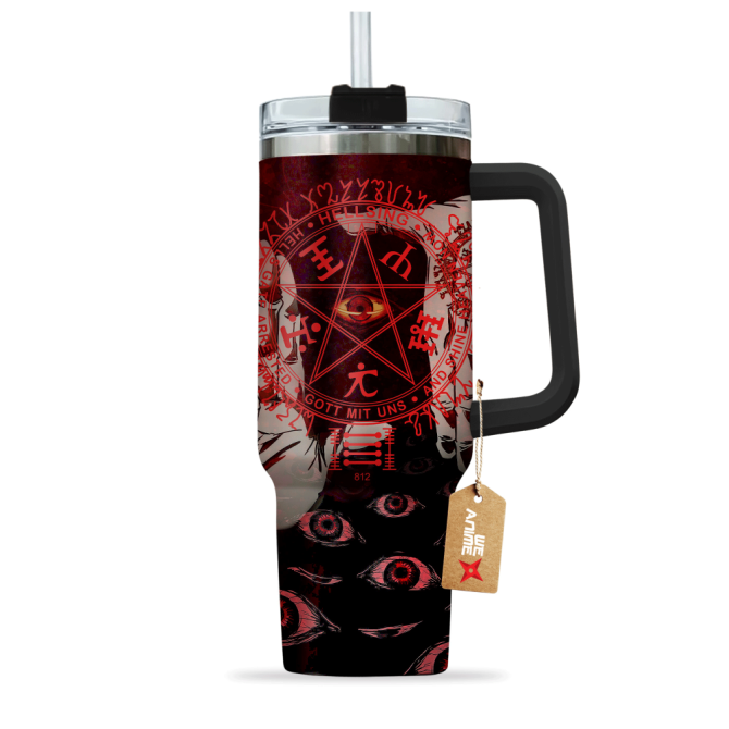 Alucard Hellsing Anime Custom Stanley Quencher 40Oz Stainless Steel Tumbler With Handle - Image 3