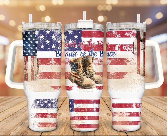 America Land Of The Free Dcustom Stanley Quencher 40Oz Stainless Steel Tumbler With Handle
