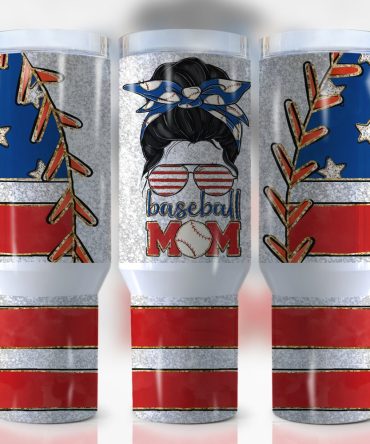 American Baseball Mom Custom Stanley Quencher 40Oz Stainless Steel Tumbler With Handle