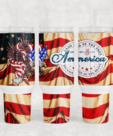 American Flag Custom Stanley Quencher 40Oz Stainless Steel Tumbler With Handle