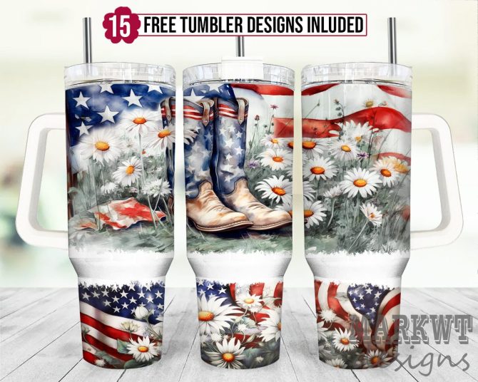 American Flag Custom Stanley Quencher 40Oz Stainless Steel Tumbler With Handle