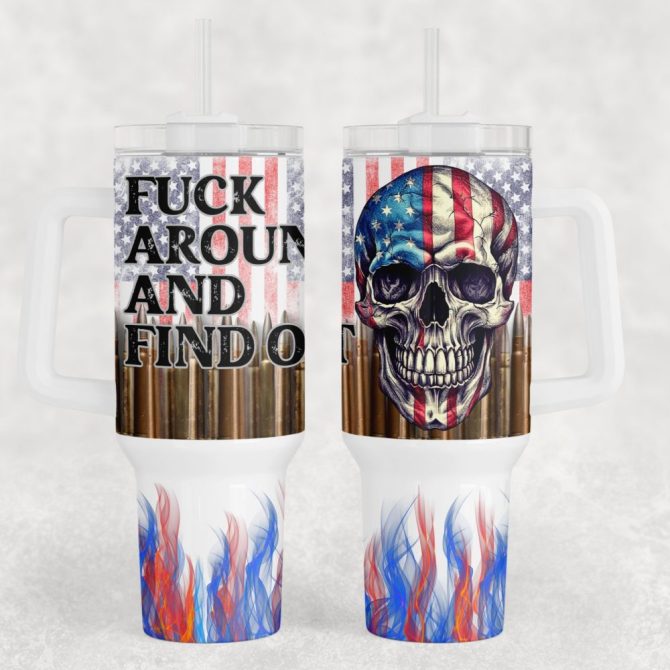 American Flag Custom Stanley Quencher 40Oz Stainless Steel Tumbler With Handle