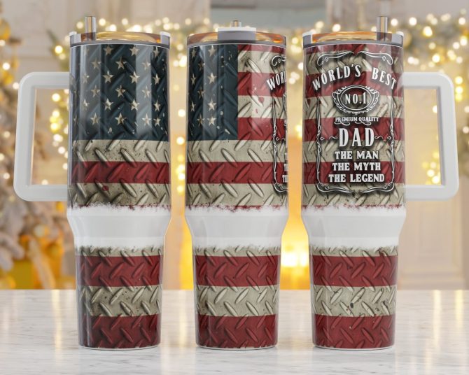 American Flag Custom Stanley Quencher 40Oz Stainless Steel Tumbler With Handle