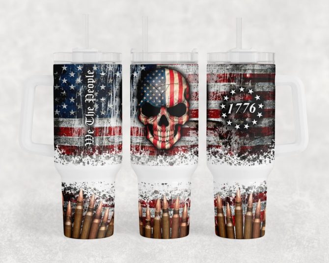 American Flag Custom Stanley Quencher 40Oz Stainless Steel Tumbler With Handle