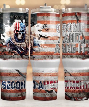 American Flag Skull Custom Stanley Quencher 40Oz Stainless Steel Tumbler With Handle