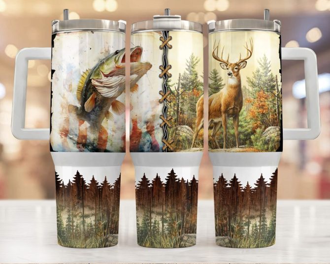 American Flag Wildlife Custom Stanley Quencher 40Oz Stainless Steel Tumbler With Handle