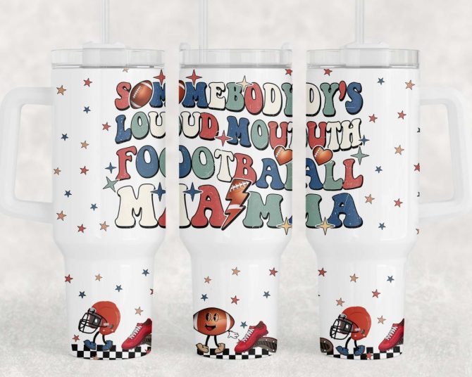 American Football Mama Custom Stanley Quencher 40Oz Stainless Steel Tumbler With Handle
