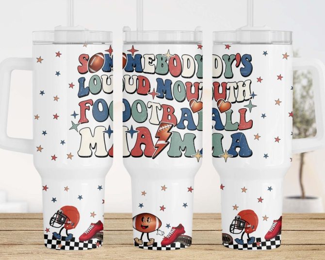 American Football Mama Custom Stanley Quencher 40Oz Stainless Steel Tumbler With Handle - Image 2