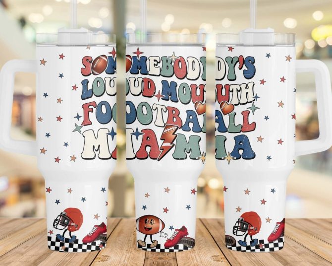 American Football Mama Custom Stanley Quencher 40Oz Stainless Steel Tumbler With Handle - Image 3
