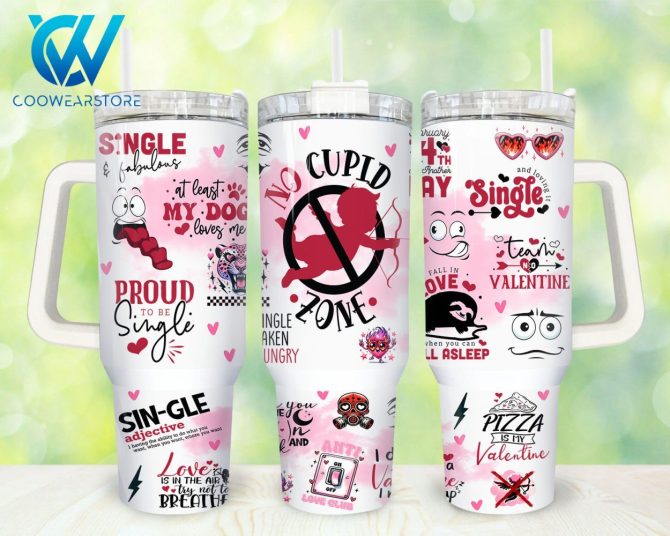 Anti Valentines Custom Stanley Quencher 40Oz Stainless Steel Tumbler With Handle