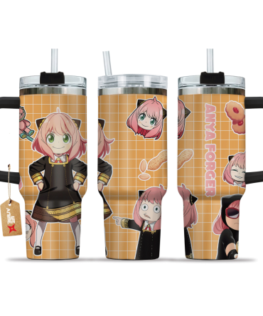 Anya Forger Spy X Family Anime Custom Stanley Quencher 40Oz Stainless Steel Tumbler With Handle