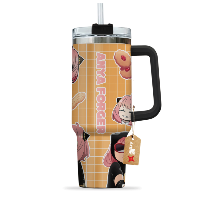 Anya Forger Spy X Family Anime Custom Stanley Quencher 40Oz Stainless Steel Tumbler With Handle - Image 3