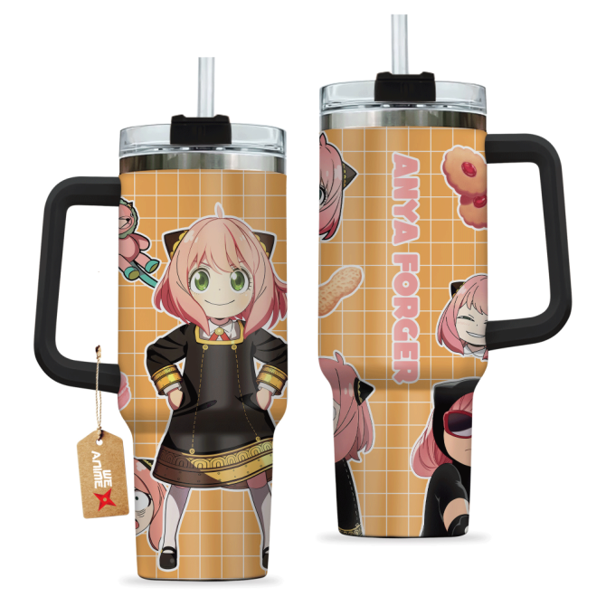 Anya Forger Spy X Family Anime Custom Stanley Quencher 40Oz Stainless Steel Tumbler With Handle - Image 2