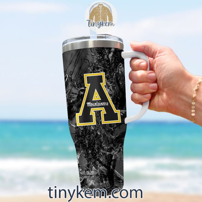 Appalachian State Mountaineers Realtree Hunting Ncaa Custom Stanley Quencher 40Oz Stainless Steel Tumbler With Handle - Image 3
