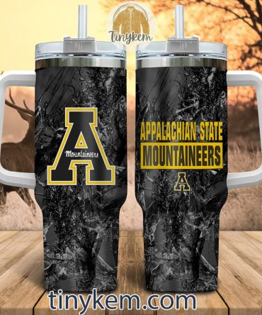 Appalachian State Mountaineers Realtree Hunting Ncaa Custom Stanley Quencher 40Oz Stainless Steel Tumbler With Handle