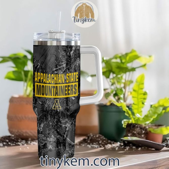 Appalachian State Mountaineers Realtree Hunting Ncaa Custom Stanley Quencher 40Oz Stainless Steel Tumbler With Handle - Image 4