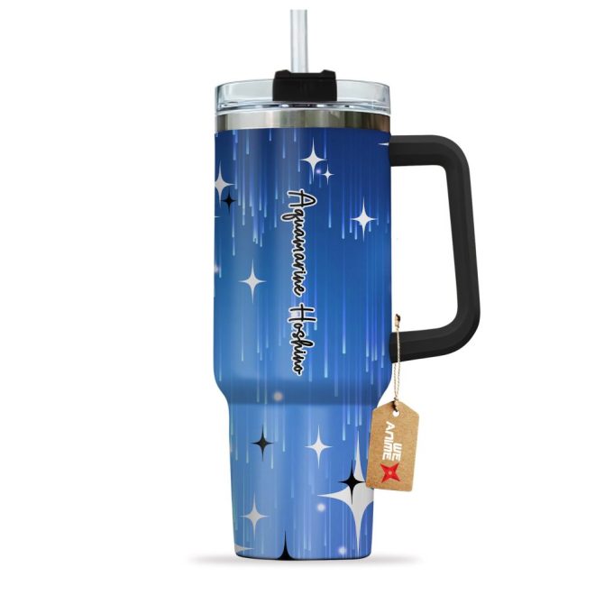 Aquamarine Hoshino Oshi No Ko Anime Custom Stanley Quencher 40Oz Stainless Steel Tumbler With Handle - Image 2