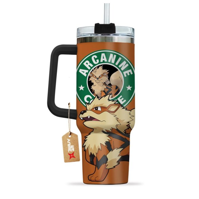 Arcanine Coffee Pokemon Anime Custom Stanley Quencher 40Oz Stainless Steel Tumbler With Handle - Image 4