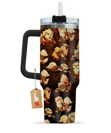 Arcanine Pokemon Anime Custom Stanley Quencher 40Oz Stainless Steel Tumbler With Handle