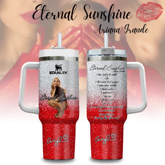 Ariana Grande Eternal Sunshine Glitter Music Custom Stanley Quencher 40Oz Stainless Steel