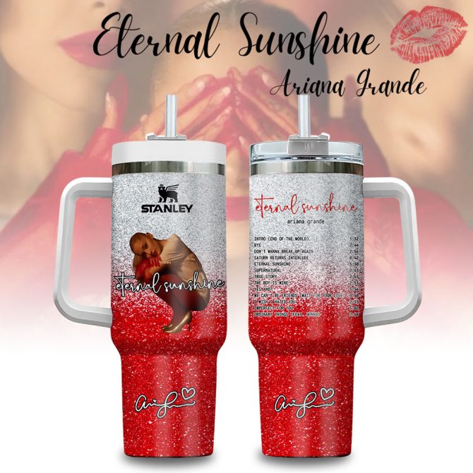Ariana Grande Eternal Sunshine Glitter Music Custom Stanley Quencher 40Oz Stainless Steel