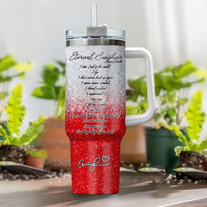 Ariana Grande Eternal Sunshine Glitter Music Custom Stanley Quencher 40Oz Stainless Steel - Image 2