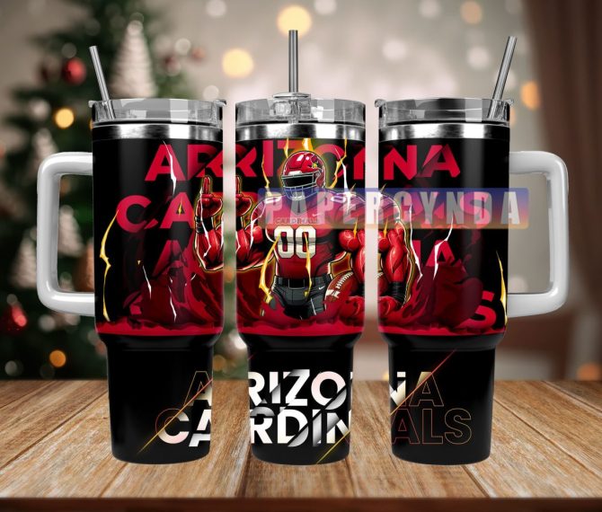 Arizona Cardinals Custom Stanley Quencher 40Oz Stainless Steel Tumbler With Handle