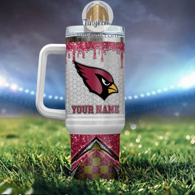 Arizona Cardinals Glitter Nfl Custom Stanley Quencher 40Oz Stainless Steel Tumbler With Handle - Image 3