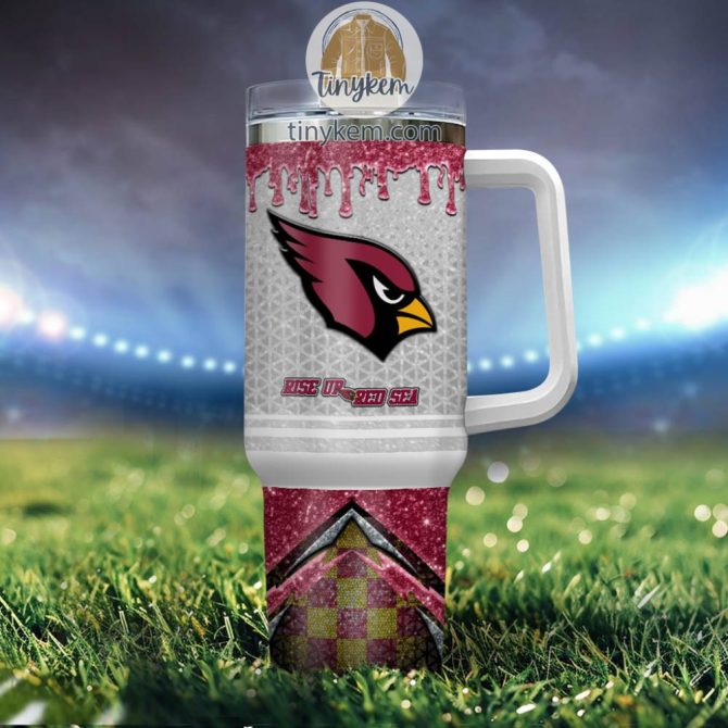 Arizona Cardinals Glitter Nfl Custom Stanley Quencher 40Oz Stainless Steel Tumbler With Handle - Image 4