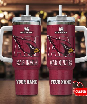 Arizona Cardinals Nfl 3D Logo Custom Stanley Quencher 40Oz Stainless Steel Tumbler With Handle