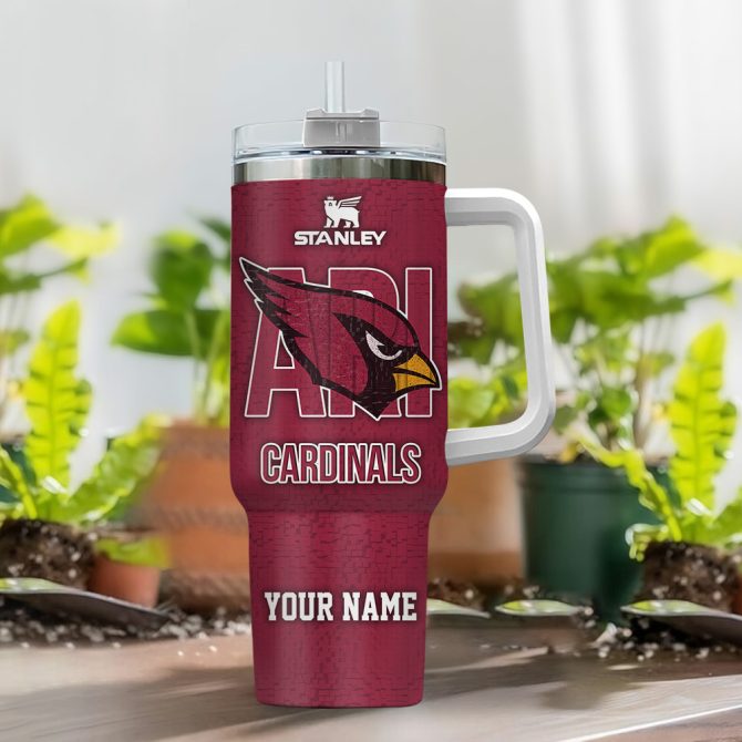 Arizona Cardinals Nfl 3D Logo Custom Stanley Quencher 40Oz Stainless Steel Tumbler With Handle - Image 2