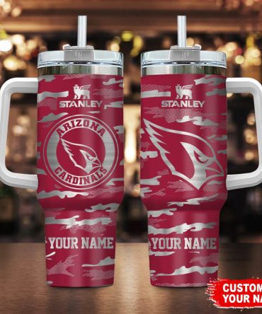 Arizona Cardinals Nfl Camo Pattern Custom Stanley Quencher 40Oz Stainless Steel Tumbler With Handle