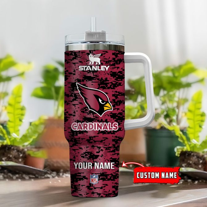 Arizona Cardinals Nfl Camouflage Custom Stanley Quencher 40Oz Stainless Steel Tumbler With Handle - Image 2