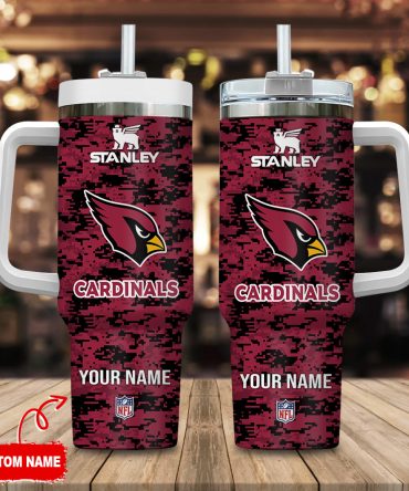 Arizona Cardinals Nfl Camouflage Custom Stanley Quencher 40Oz Stainless Steel Tumbler With Handle