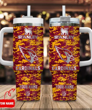 Arizona Cardinals Nfl Camouflage Silver Logo Custom Stanley Quencher 40Oz Stainless Steel Tumbler With Handle