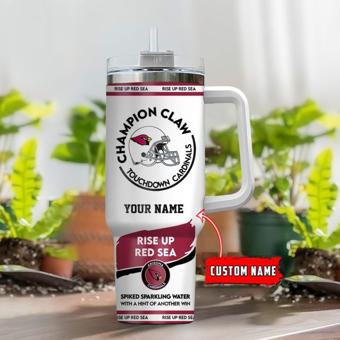 Arizona Cardinals Nfl Champion Claw Custom Stanley Quencher 40Oz Stainless Steel Tumbler With Handle - Image 2