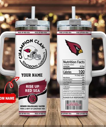 Arizona Cardinals Nfl Champion Claw Custom Stanley Quencher 40Oz Stainless Steel Tumbler With Handle