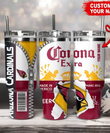 Arizona Cardinals Nfl Corona Extra Custom Stanley Quencher 40Oz Stainless Steel Tumbler With Handle