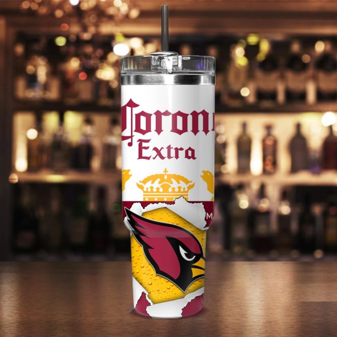 Arizona Cardinals Nfl Corona Extra Custom Stanley Quencher 40Oz Stainless Steel Tumbler With Handle - Image 2