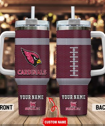 Arizona Cardinals Nfl Crystal Custom Stanley Quencher 40Oz Stainless Steel Tumbler With Handle