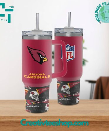 Arizona Cardinals Nfl Custom Stanley Quencher 40Oz Stainless Steel Tumbler With Handle