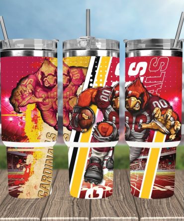 Arizona Cardinals Nfl Mascot Custom Stanley Quencher 40Oz Stainless Steel Tumbler With Handle