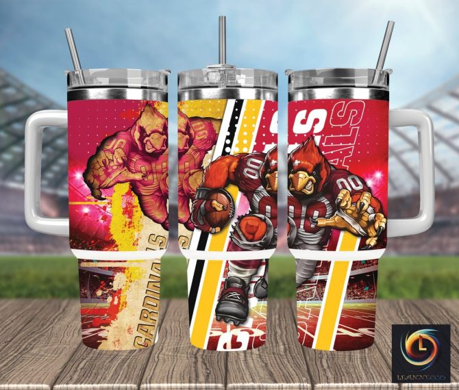 Arizona Cardinals Nfl Mascot Custom Stanley Quencher 40Oz Stainless Steel Tumbler With Handle