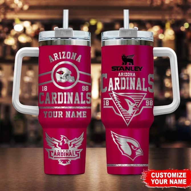 Arizona Cardinals Nfl Custom Stanley Quencher 40Oz Stainless Steel Tumbler With Handle