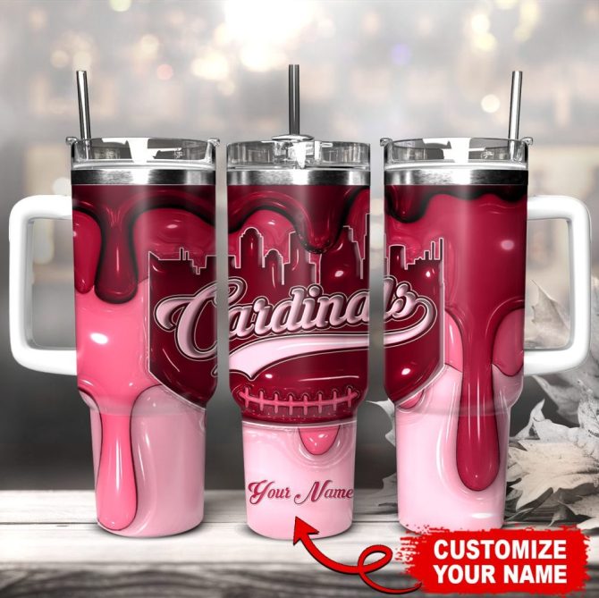 Arizona Cardinals Nfl Custom Stanley Quencher 40Oz Stainless Steel Tumbler With Handle